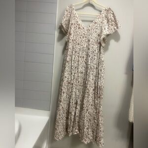 Old Navy Floral Maxi Dress - Cream and Brown